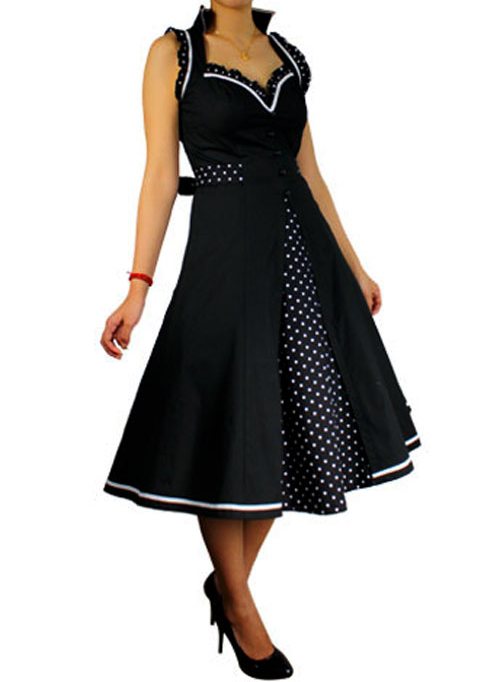 Rk34 Rockabilly Swing Dress Vintage Retro Polka Dot 50s Style Black Pinup Ebay 4029